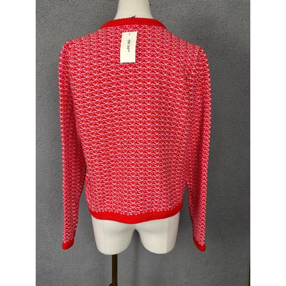 On 34th Women's Patterned Jacquard Button Up Cardigan Red Size Small NWT's - Picture 5 of 8